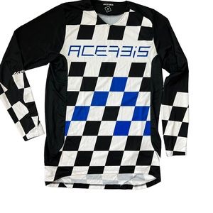 Race Jersey Acerbis Mens Performance Shirt Size M Checkered Black and White